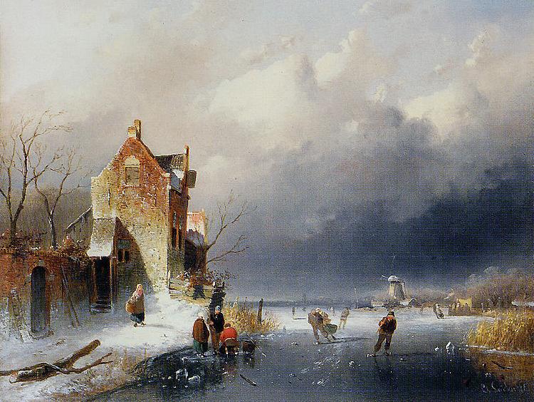 Charles Leickert Ice View With Skaters